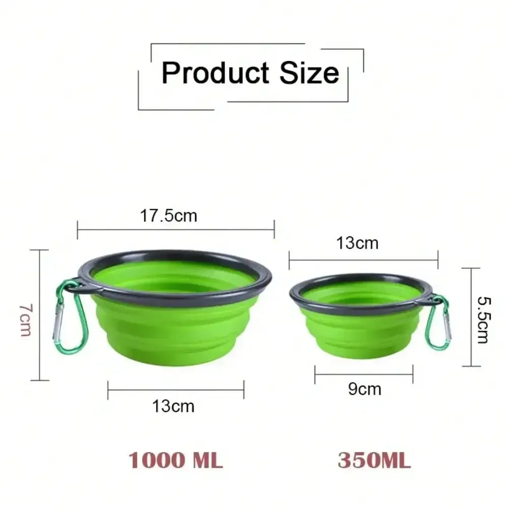 Folding Silicone Dog Feeder Bowl 2 In 1 with Carabiner.