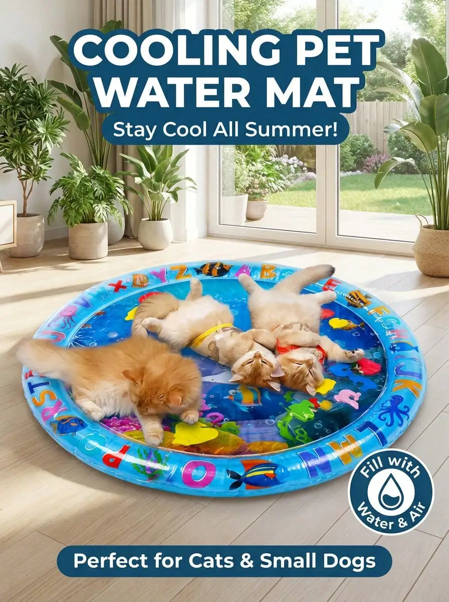 Water Filled Inflatable Round And Square Cat and Dog Water Sensory Play Mat.
