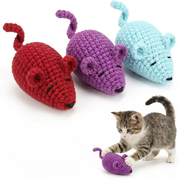 Handmade Yarn Mice Toys with Catnip.