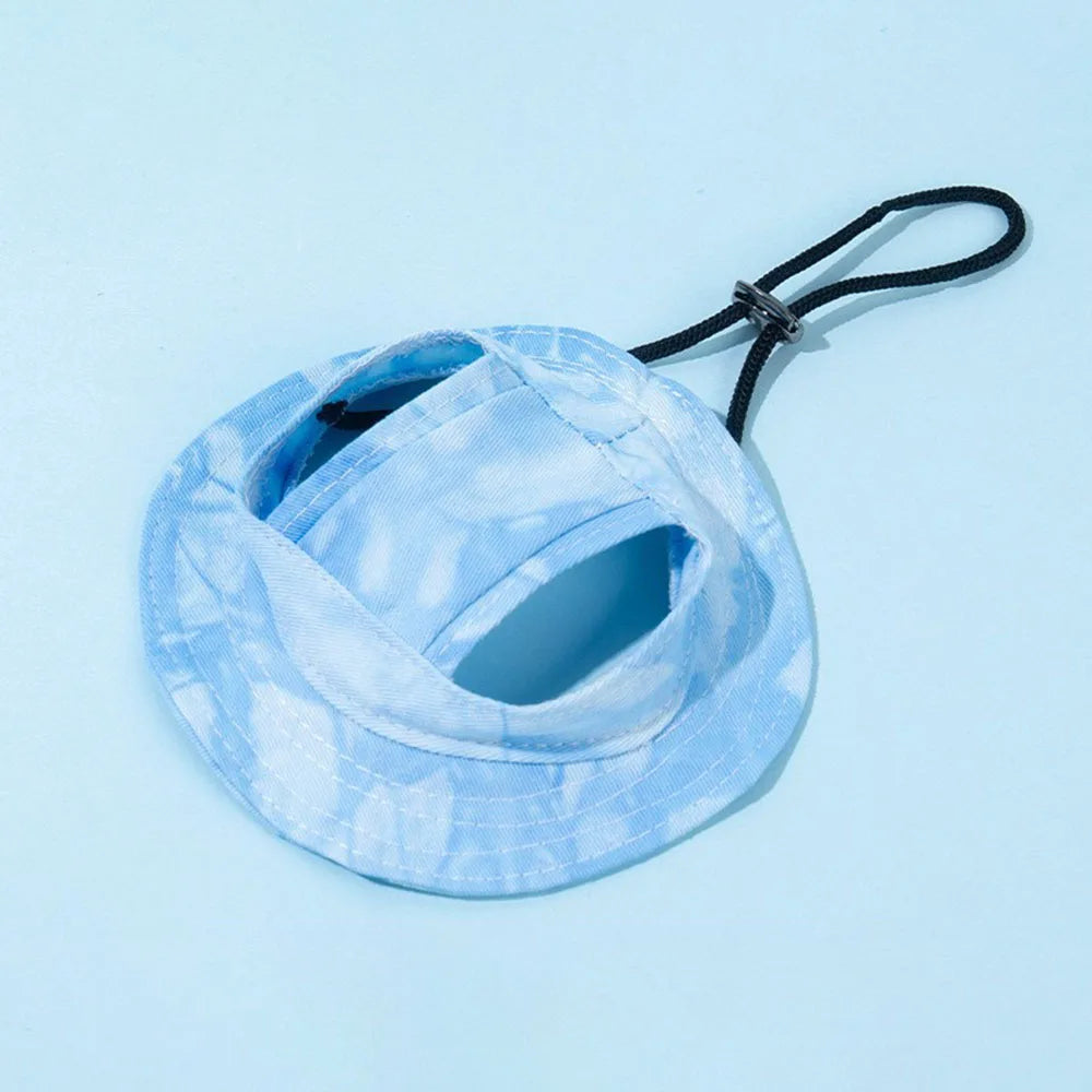 Summer Cat Sun Hat with Ear Holes - Cute Kitten Fisherman Cap for UV Protection, Breathable Outdoor Sunshade Cap for Cats.
