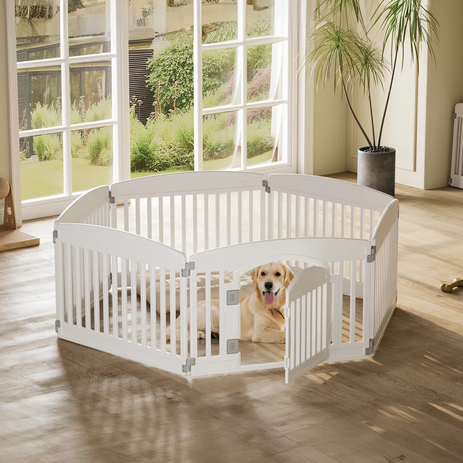 Plastic Dog Playpen 24 IN for Medium Dogs Indoor/Outdoor Folding Portable Puppy Playpen.