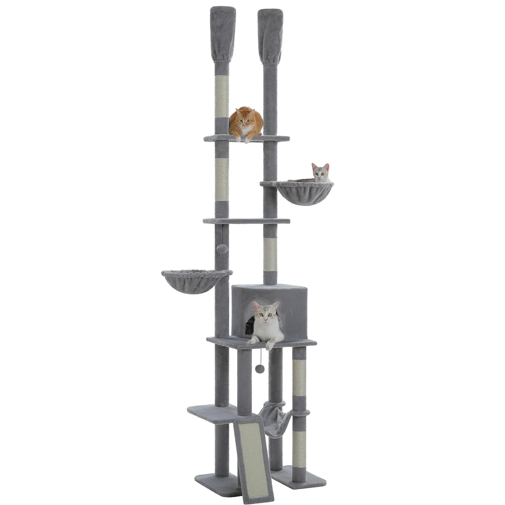 Cactus Cat Tree Tower 7 Tiers Cat Climbing Tree with Hammocks, Condos, Scratching Posts, Ladder and Cat Toys.