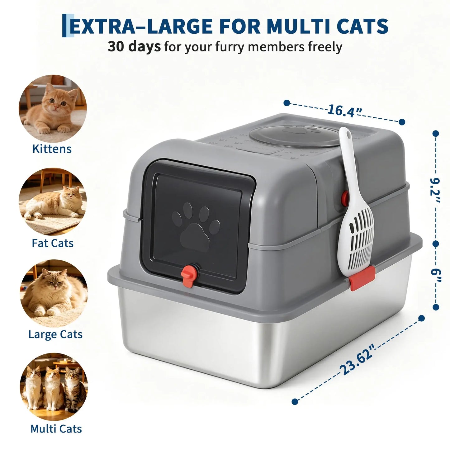 Enclosed XL Litter Box With Lid & Scoop.