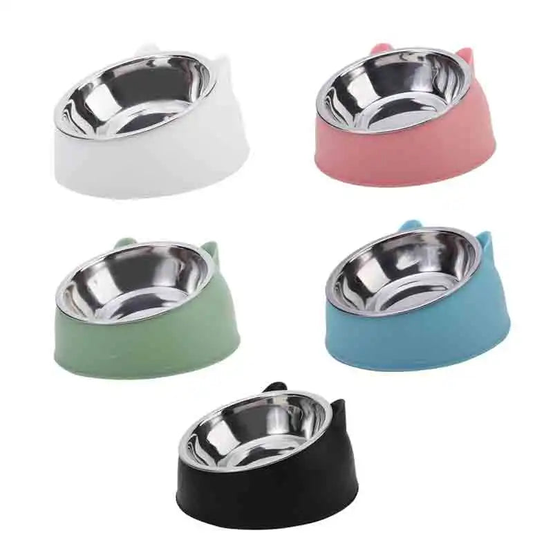 100 ML Pet Bowl 15 Degrees Raised, Non Slip Base, Drinking Water. Feeder Tilt to Safeguard Pet's Neck,