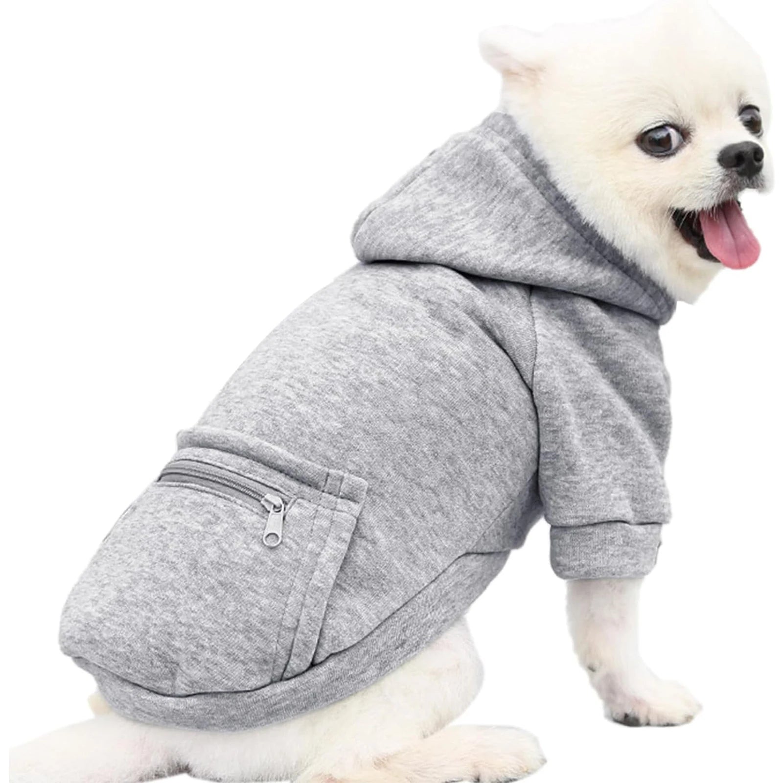 One Piece Hoodie Sweatshirts with Zipper Pockets.  Clothes for Small Dogs, Cat Costumes and Medium Sized Dogs.