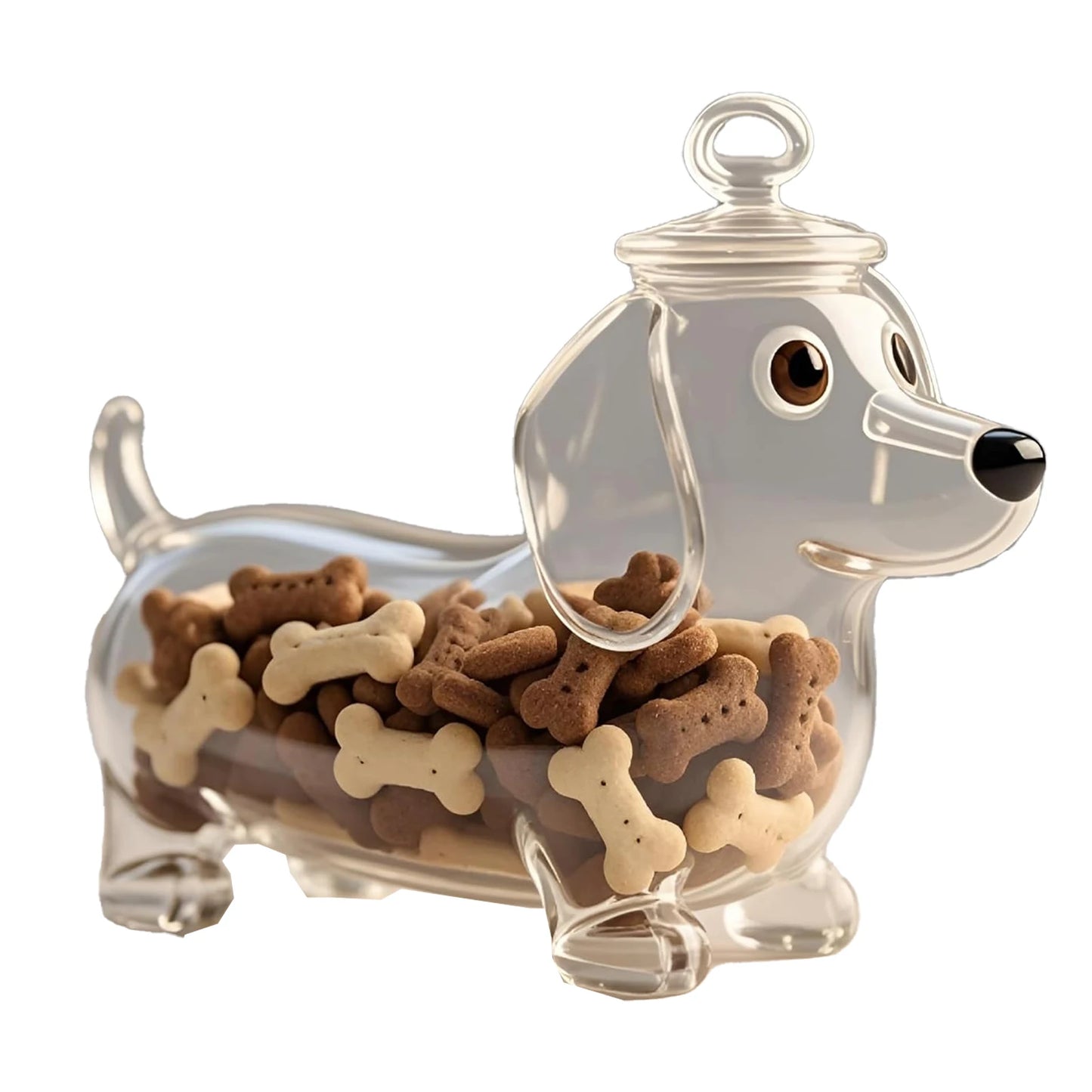 Cute Dachshund Dog Themed Glass Snack Jar Food Storage Container.  Snack Container With Lid seal Dog Treat Snack Canister.