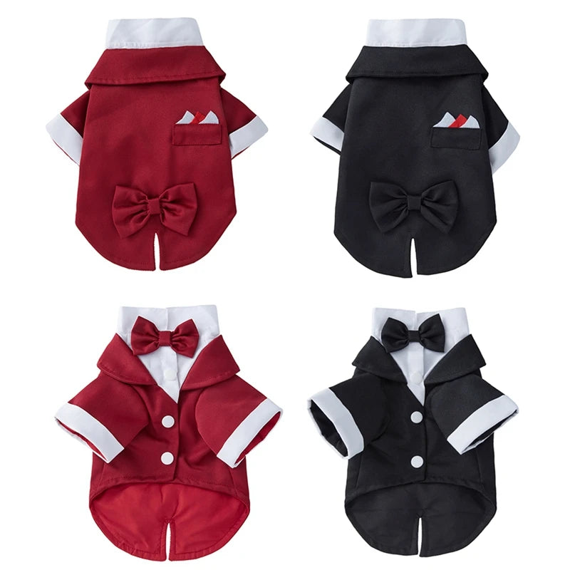 Pet Dog Tuxedo Formal Pet Wedding Party Suit for Small and Medium Dogs. Dog Boys Bow Tie, and Shirt.
