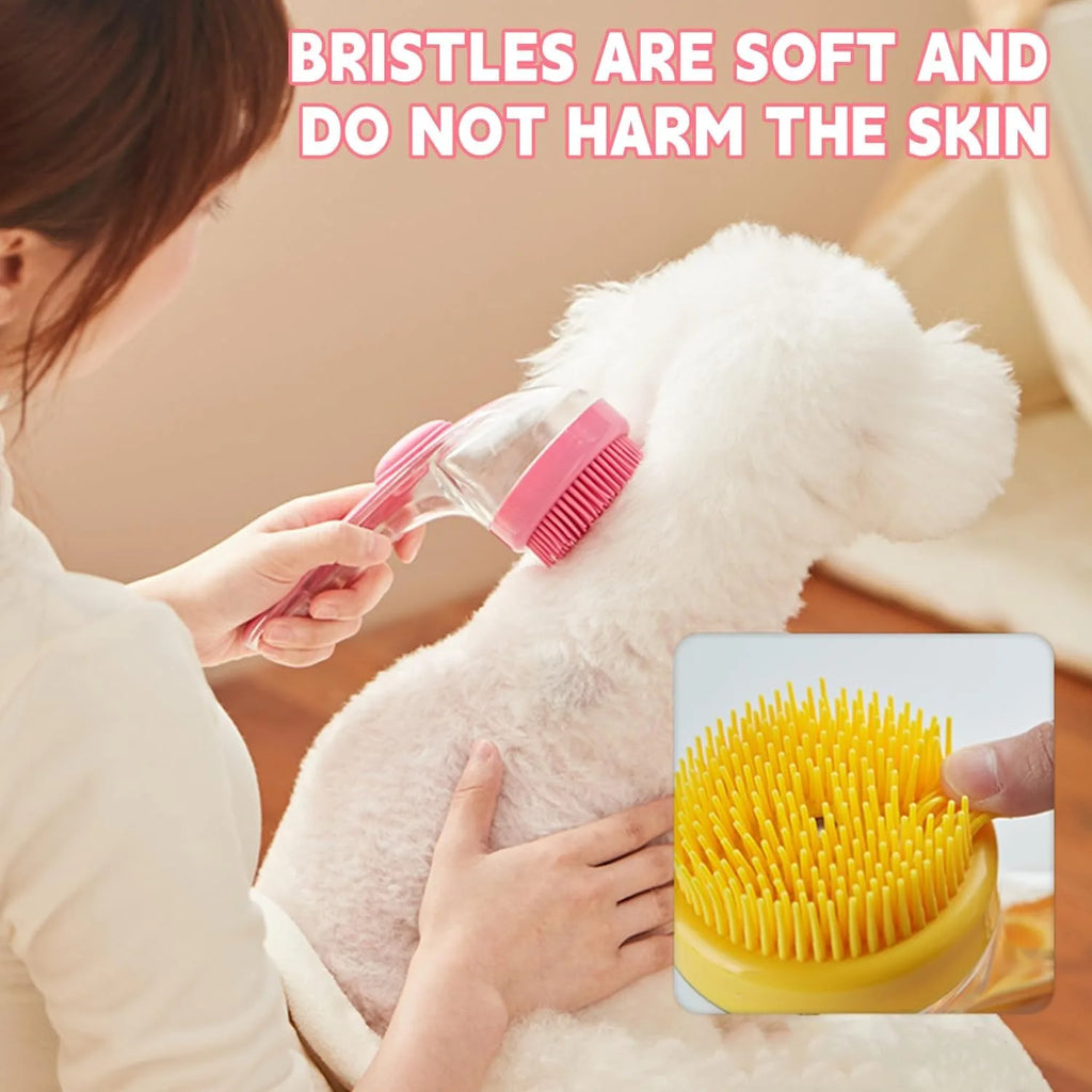 Pet Bath Brush with Shampoo Dispenser.