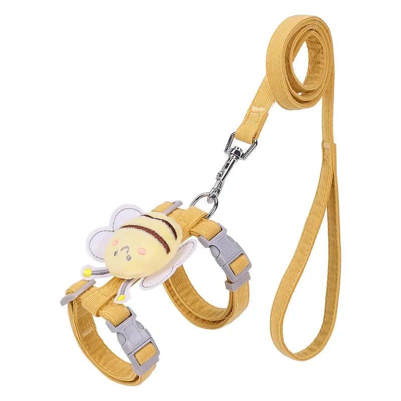 Pet Harness Leash Collar Set Cartoon Bee.