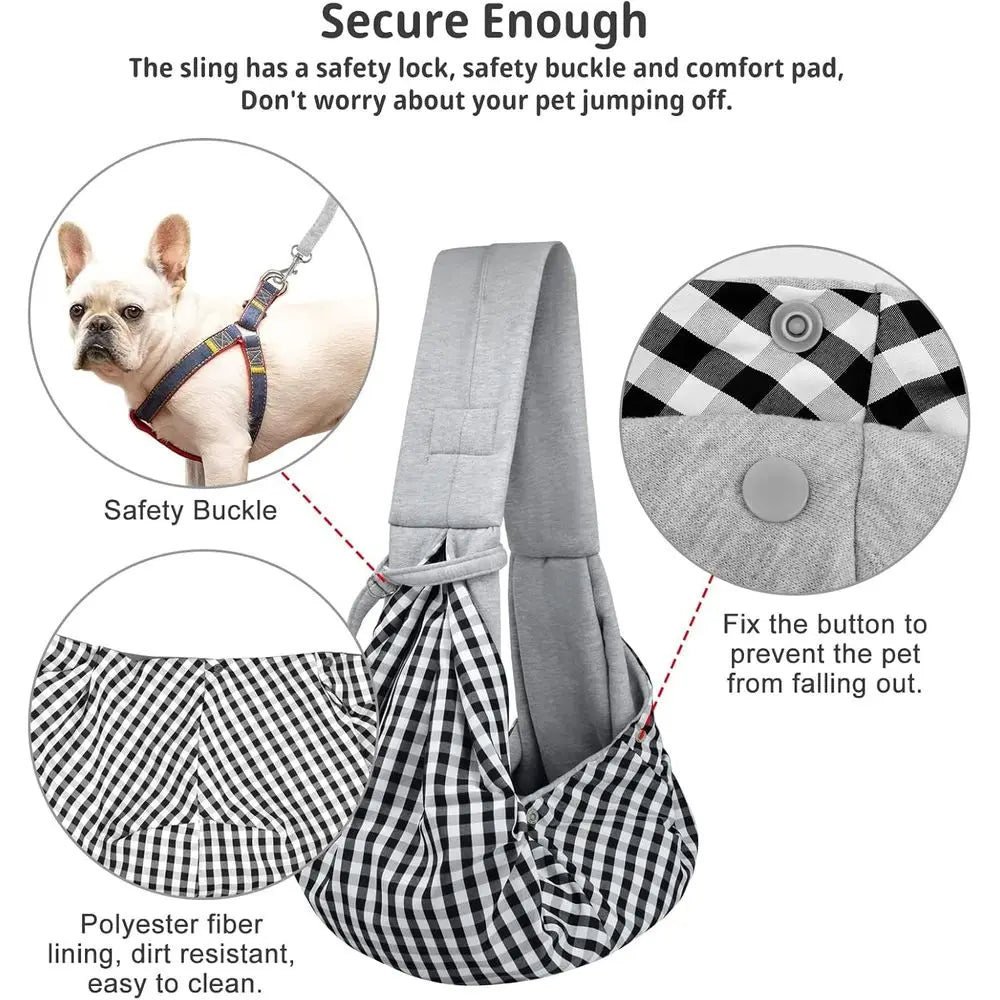 Dog and Cat Sling Carrier - Hands Free Reversible Pet Papoose Bag - Soft Pouch and Tote Design - Suitable for Puppy and  Small Dogs.