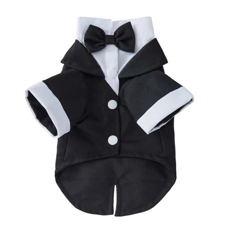 Pet Dog Tuxedo Formal Pet Wedding Party Suit for Small and Medium Dogs. Dog Boys Bow Tie, and Shirt.