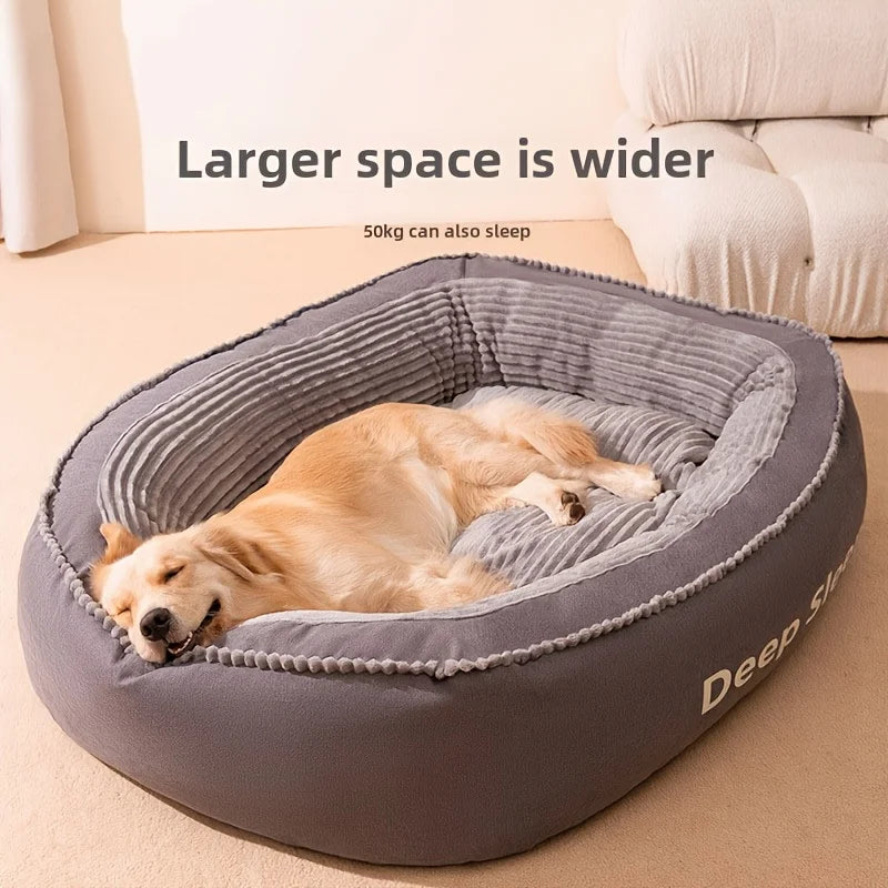 A Dog, Cat, Puppy and Kitten are Comfortable in a Donut Round Kennel Soft Bed.