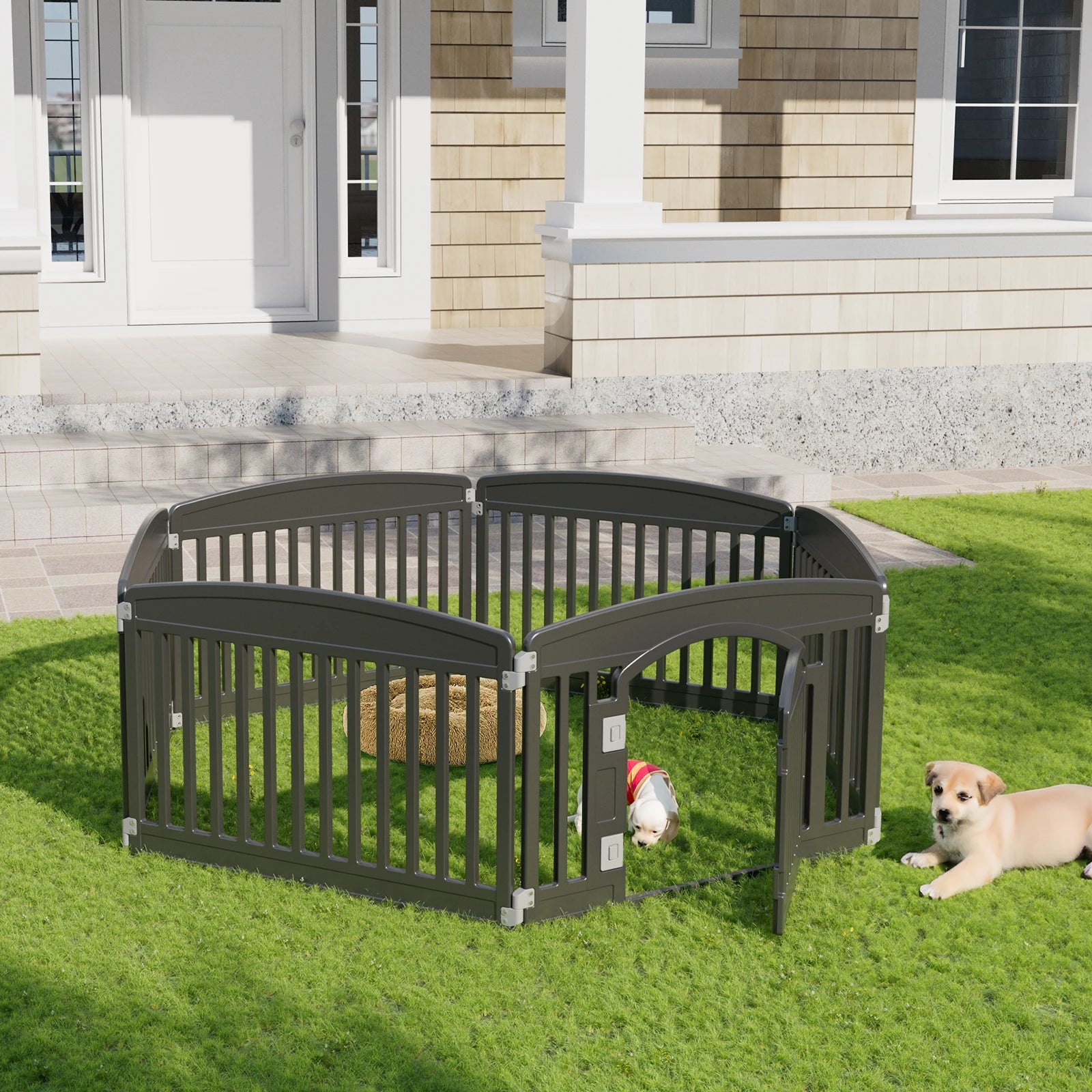 Plastic Dog Playpen 24 IN for Medium Dogs Indoor/Outdoor Folding Portable Puppy Playpen.