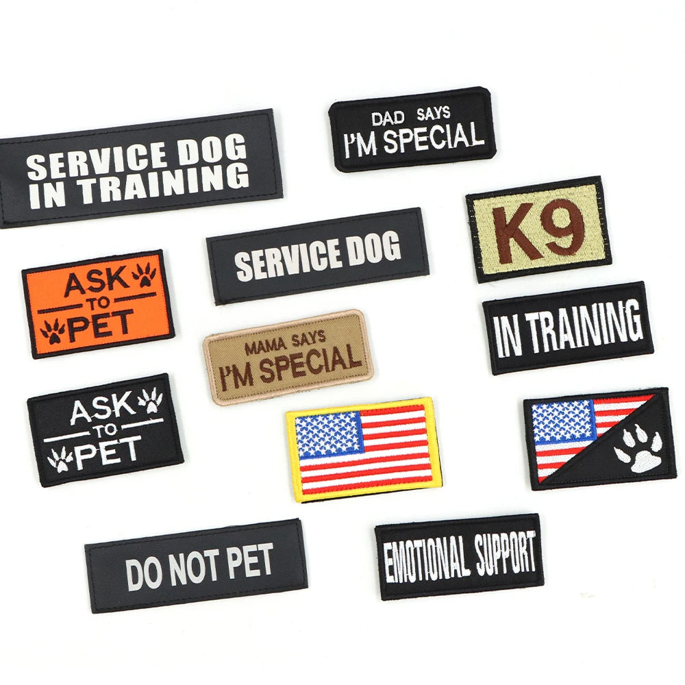 12 Pieces Set Tactical Patch Bundle For Dog Vest Harness Collar.