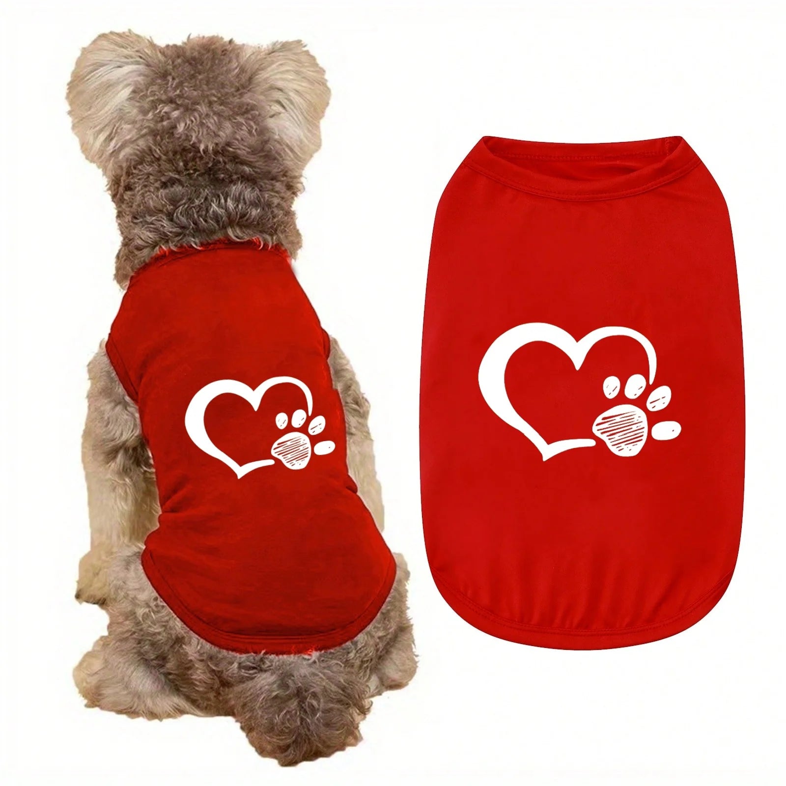 Spring letter printed pet vest,  Love & Dog Claw Printed Flower Cat and Dog T-shirt.