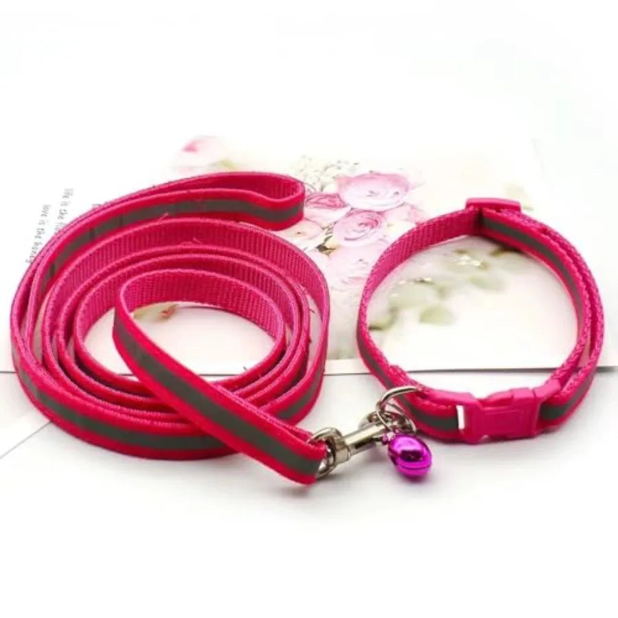 Reflective Collar and Leash Set for Cats, Small Dogs & Puppies.