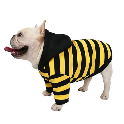 Striped Winter Cotton Dog Coat with Hoodie for Small Dogs and Puppies.