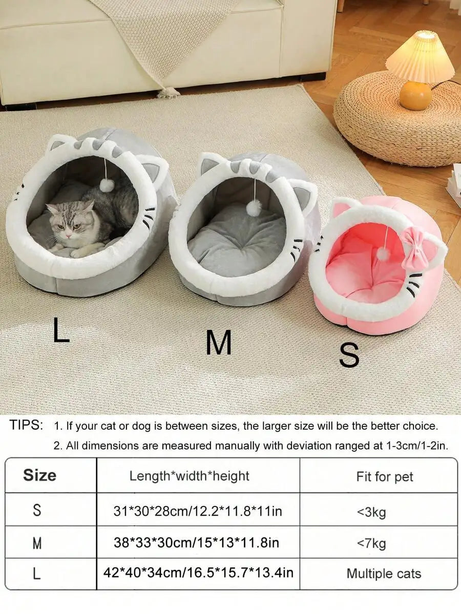 1 Piece Cute Cat Bed For Indoor Cats. Washable, Warm Cave Bed.  Suitable for Puppies.