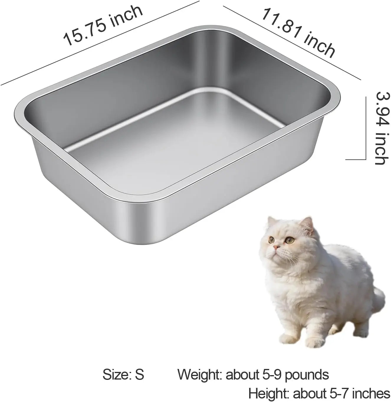 Stainless Steel Litter Box for Small Cats,