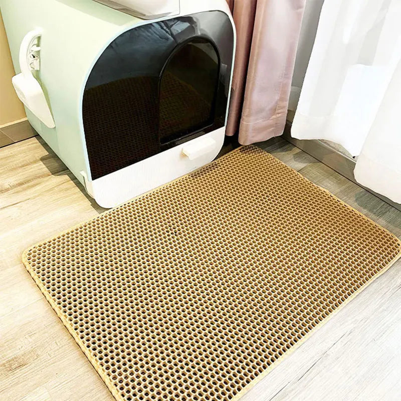 Cat Litter Mat Waterproof. Double Layer Cat Litter Mat, Trapping Pet Litter in Bottom Mat.