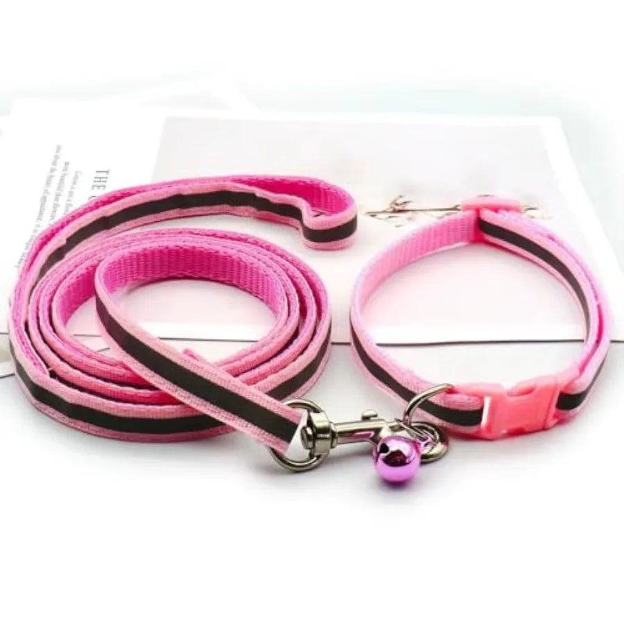 Reflective Collar and Leash Set for Cats, Small Dogs & Puppies.