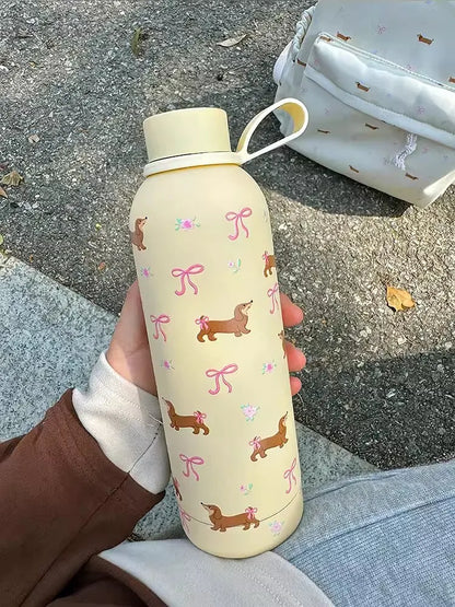 Dachshund Puppy Stainless Steel Thermos & Thermal Water Bottle.