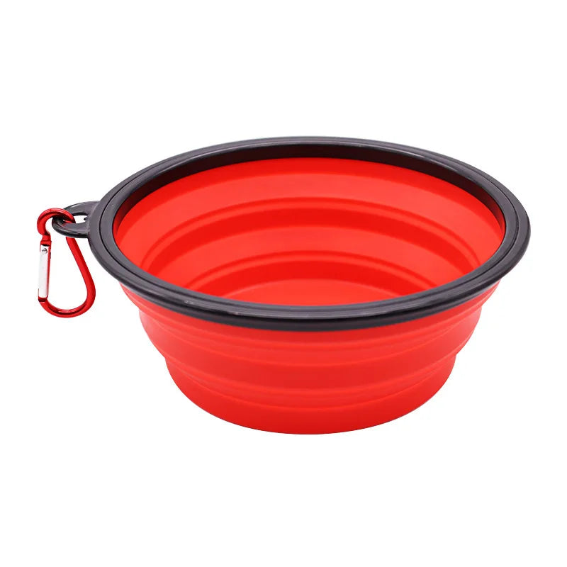 Folding Portable Silicone Dog Feeder Bowl 2 In 1 Pet Dispenser.