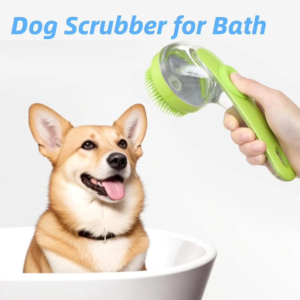 Pet Bath Brush with Shampoo Dispenser.