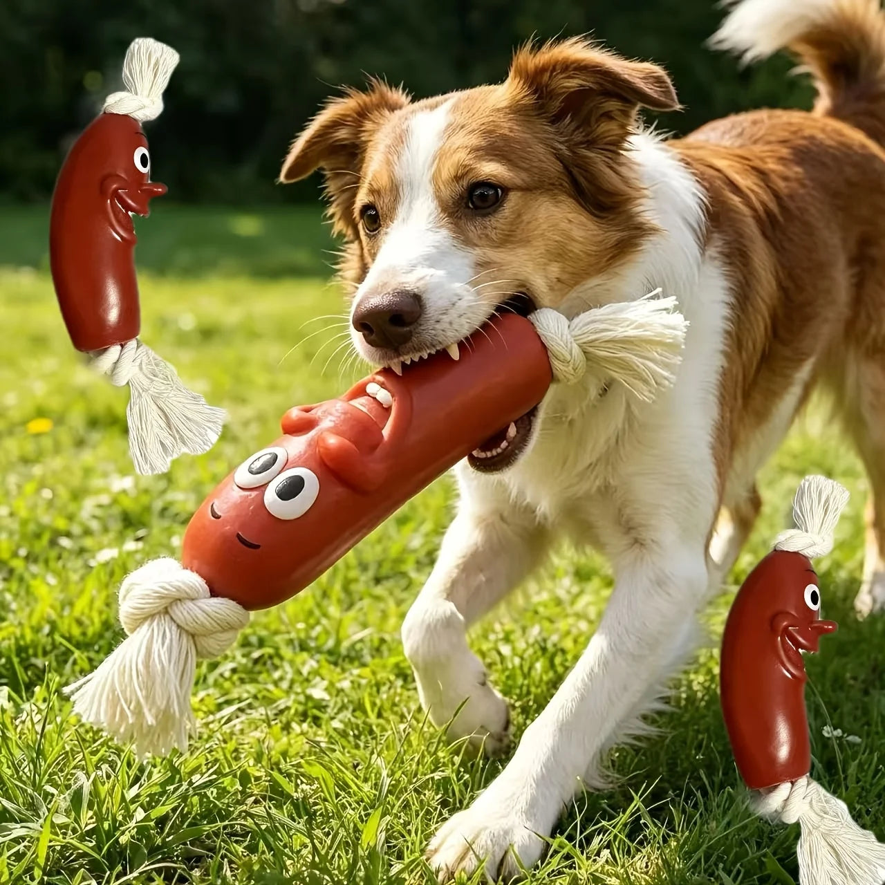 Pet Toy Sausage or Dog Bite Toy with Rope (Two Pieces).