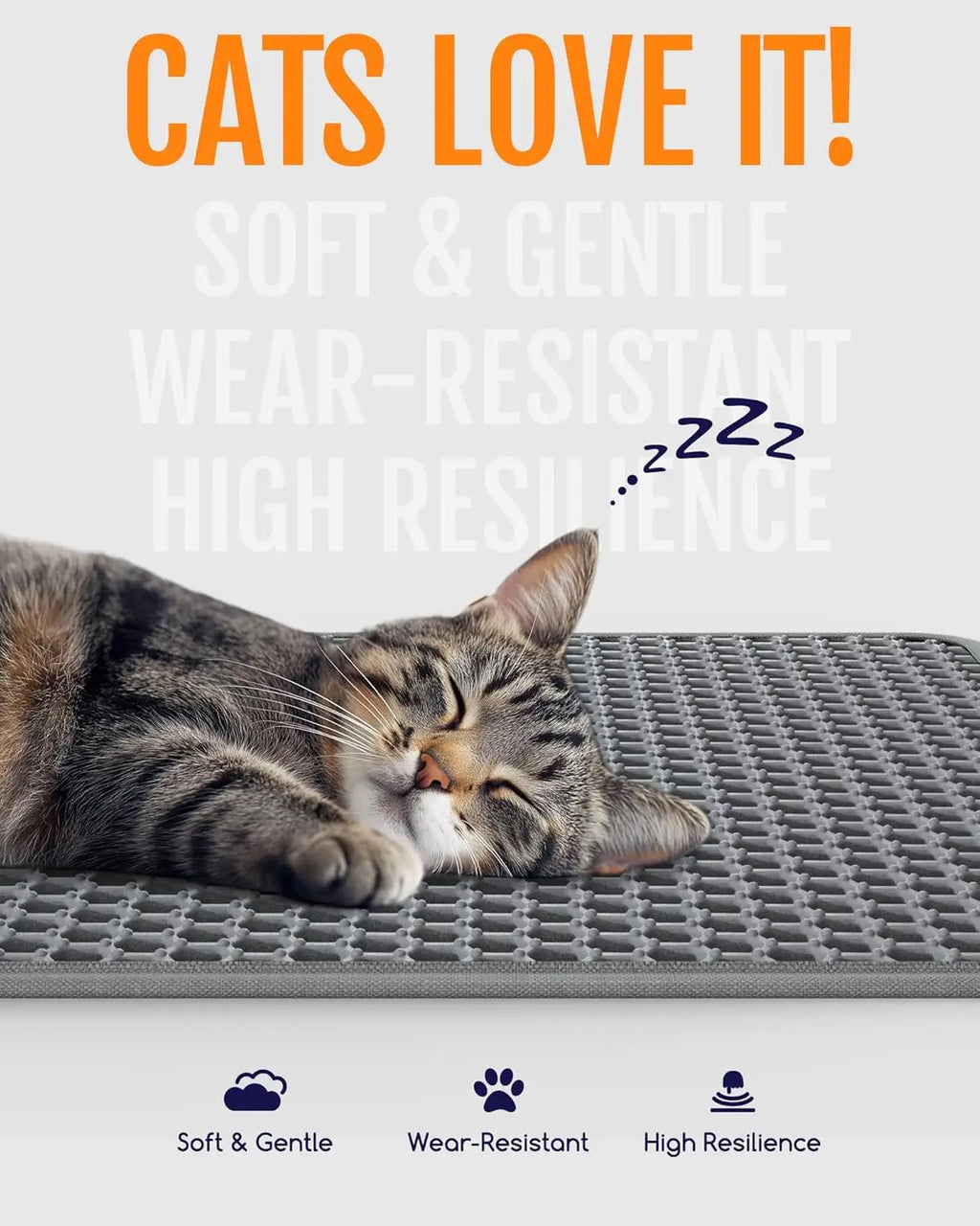 Cat Litter Mat 23.2x14.6 in Double Layer Litter Trapping Mat with Honeycomb Design for Scatter Control and Easy Cleanup. Has soft EVA material.