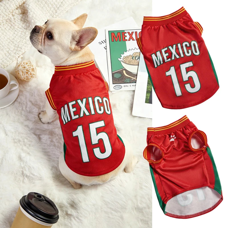 Summer Mesh Breathable Dog Sport Jersey Basketball T-Shirt.   Sizes Puppies to Large Dogs.