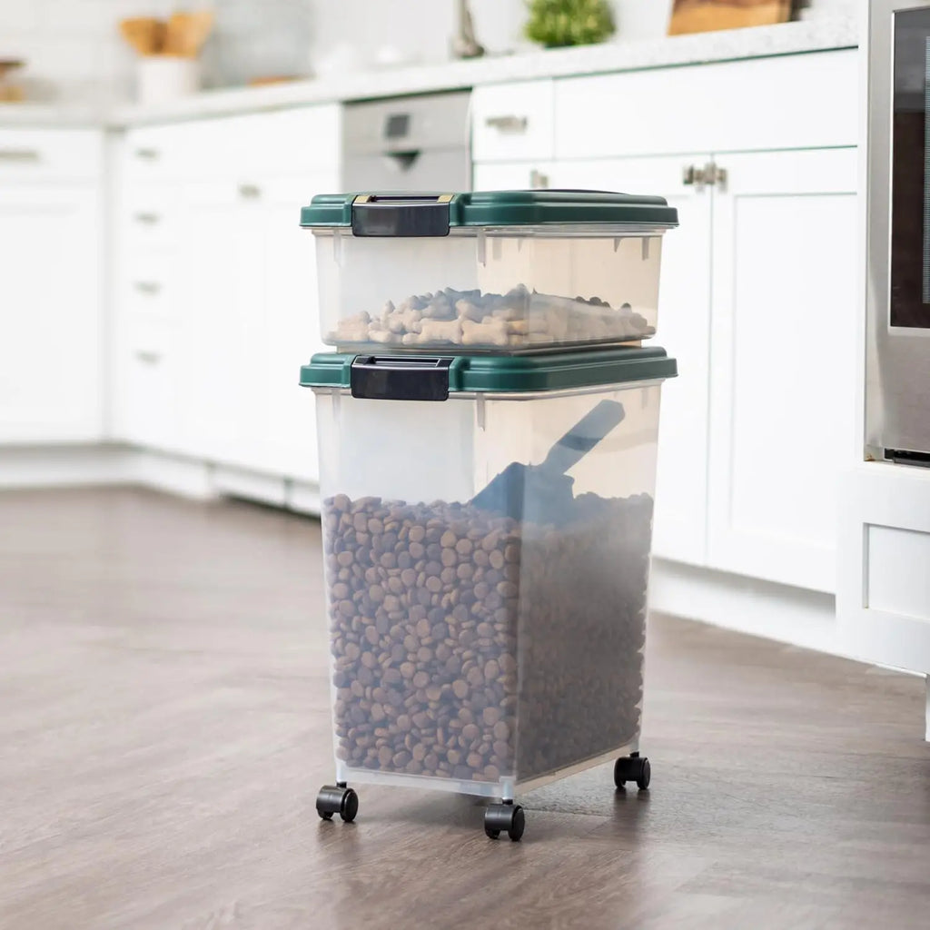 Dog Food Storage Container with Treat Box & Scoop.
