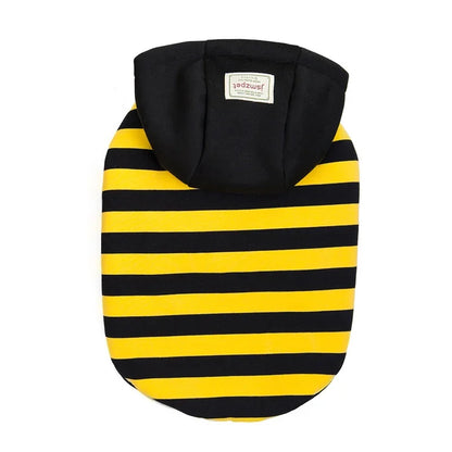 Striped Winter Cotton Dog Coat with Hoodie for Small Dogs and Puppies.