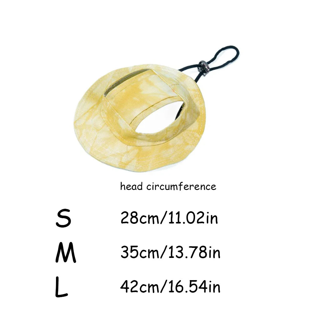 Summer Cat Sun Hat with Ear Holes - Cute Kitten Fisherman Cap for UV Protection, Breathable Outdoor Sunshade Cap for Cats.