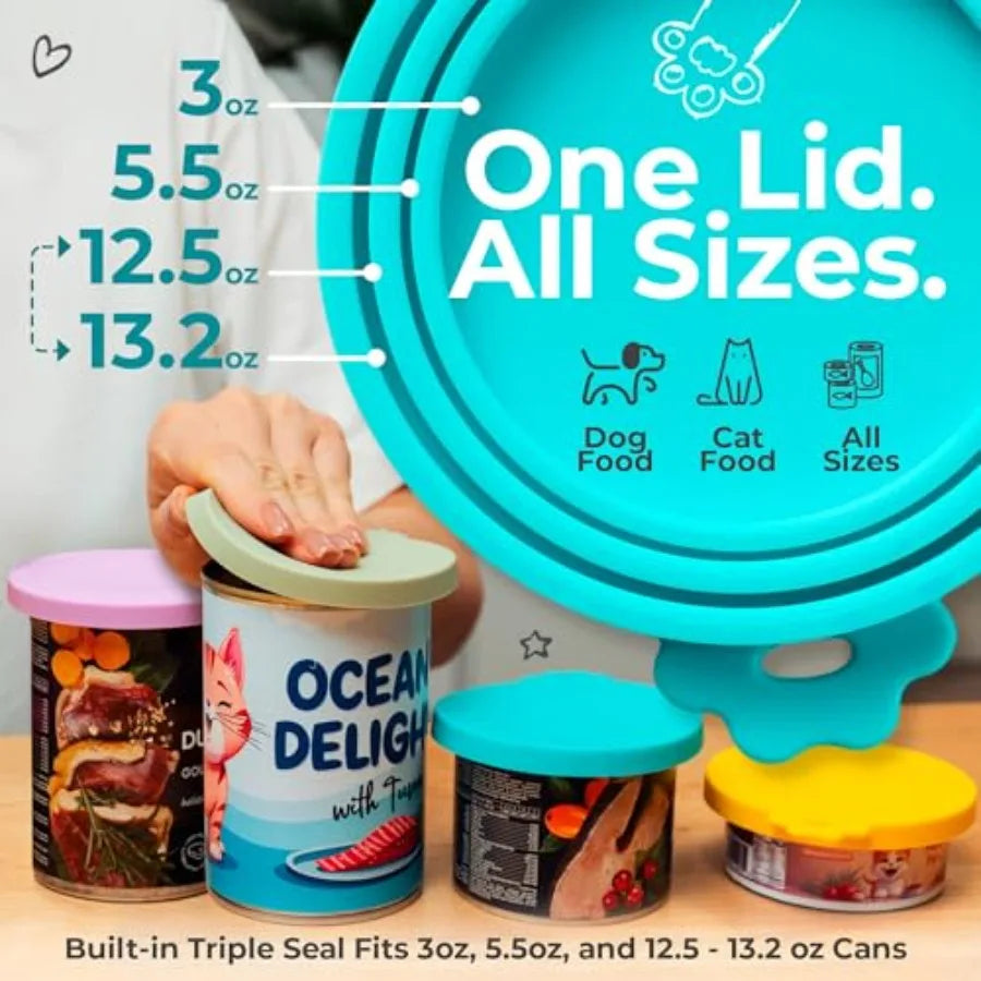 3 Pack Universal Pet Food Can Covers Lids.