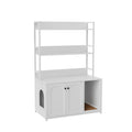Wood Cat Litter Box Enclosure.  Furniture with Shelves. Indoor Cat Area with Scratch Pad.