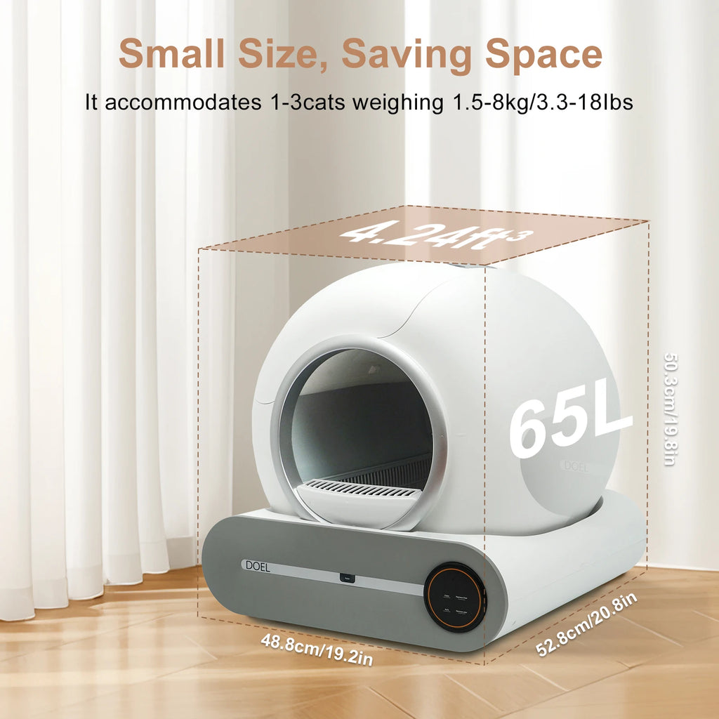 Self Cleaning Cat Litter Box with Trash Bag & Litter Mat Smart Cat Toilet Control 2.4G Wi-Fi.