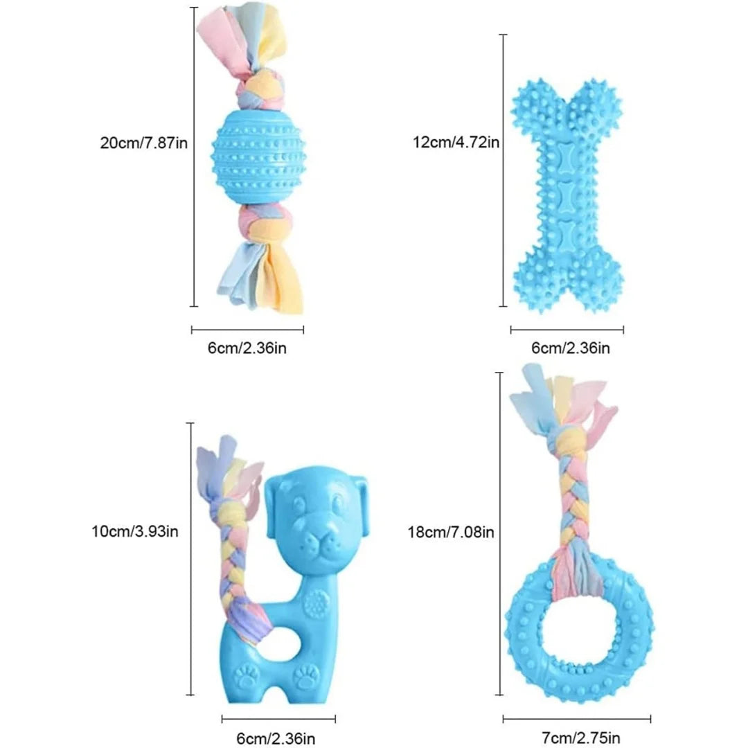Durable Squeaky Dog Chew Toys - TPR Non-Toxic Puppy Teething Bones, Various Shapes to Satisfy Chewing Instinct.