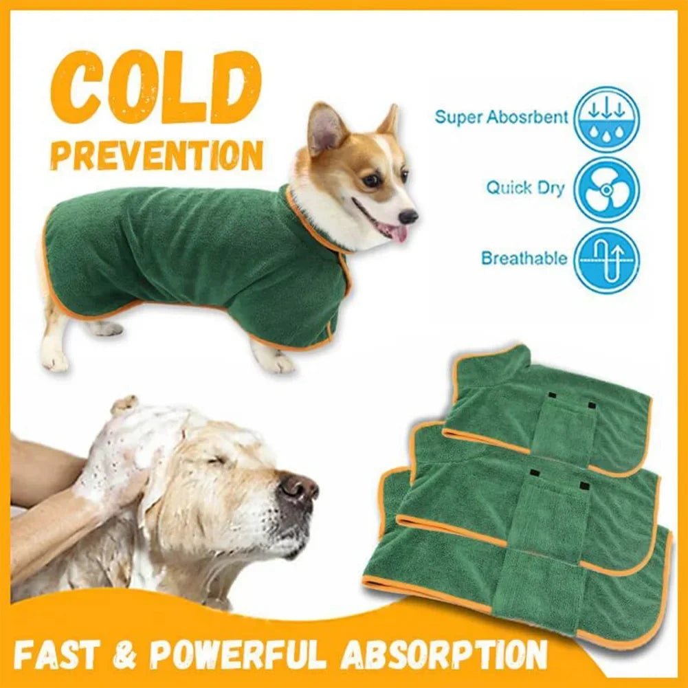 Dog Bathrobe,  Absorbent Soft Towel for Large, Medium, Small Dog. Robe has Quick Dry Adjustable Drying Coat.