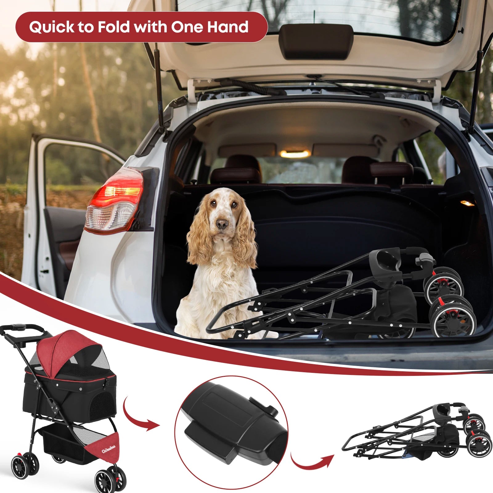 Pet Stroller For Small to Medium Cats and Small Dogs.