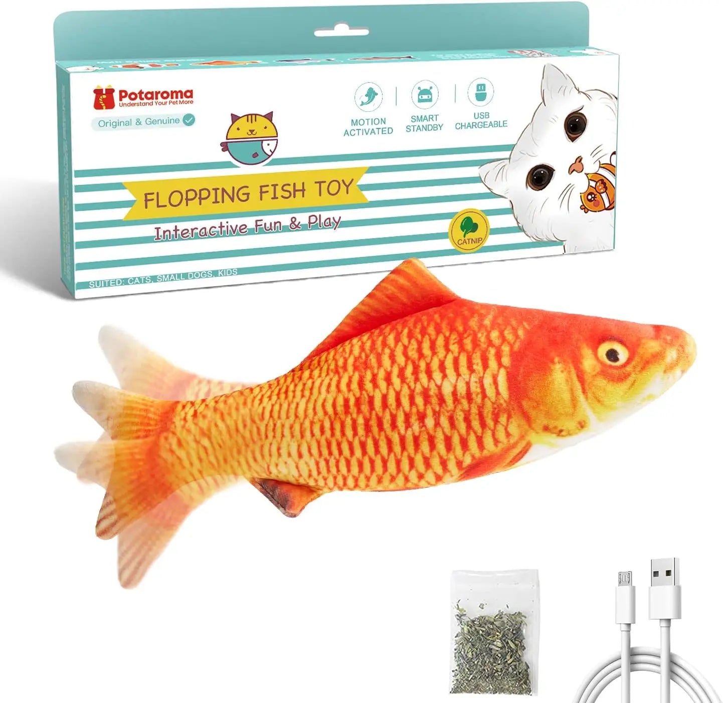 10.5 Inch Flopping Fish Cat Toy With Catnip