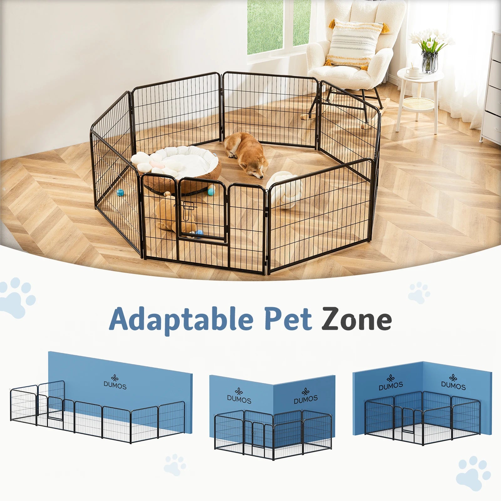 Metal Panels Outdoor Playpen for Large Dogs, Puppies, Cats and Kittens.