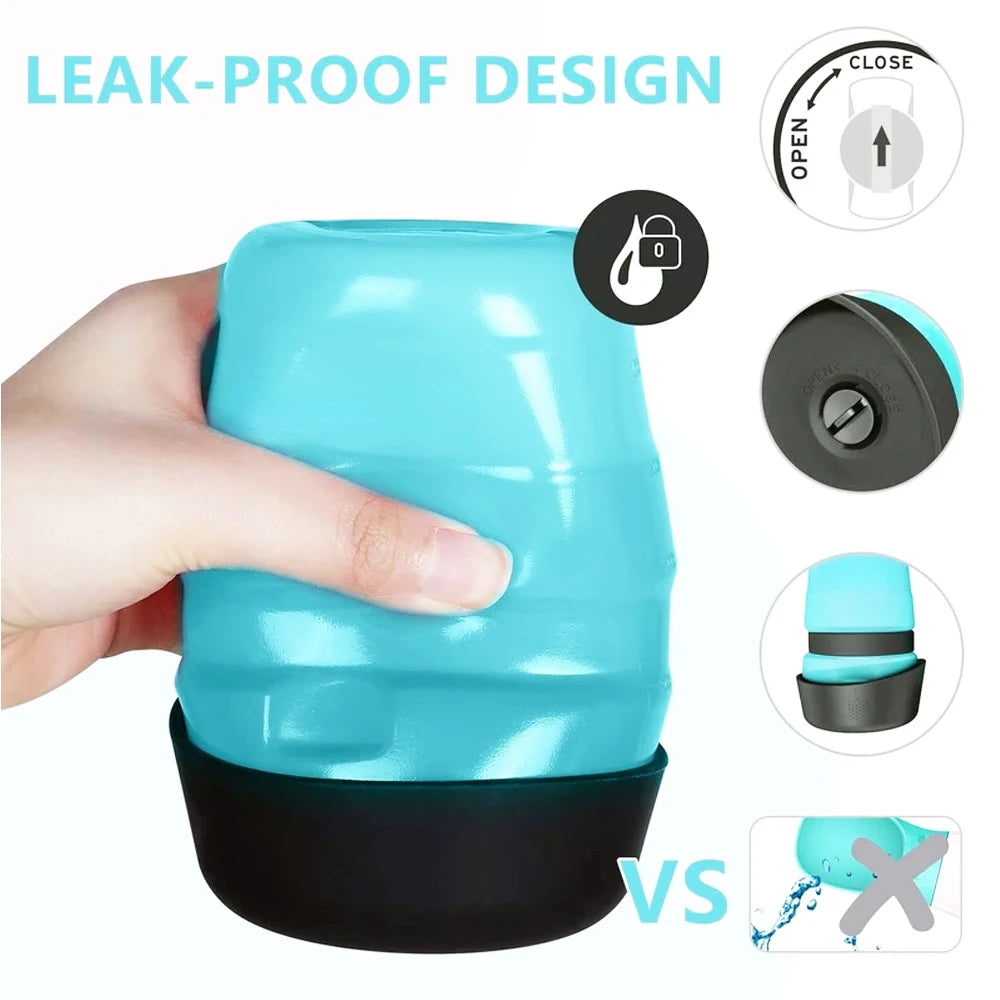 Portable Large (500 ml) Capacity Pet Outdoor Drinking Bowl.  Dog Water Bottle, Foldable Bowl, and Leak-Proof, Water Bowl.