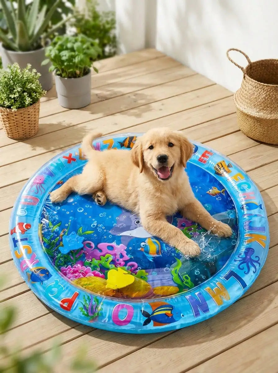 Water Filled Inflatable Round And Square Cat and Dog Water Sensory Play Mat.