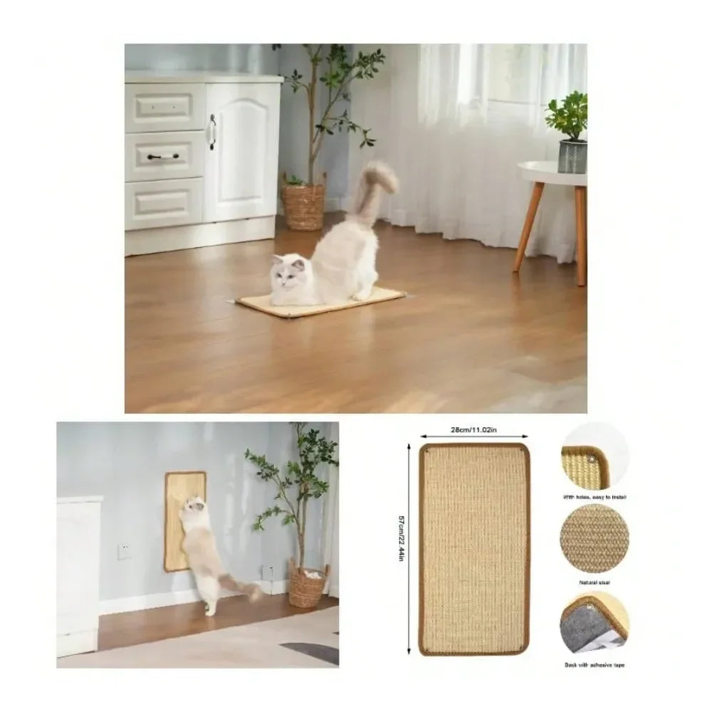 2 Sheets of Hemp Cat Scratchers for Cat Tower, Wall, etc.