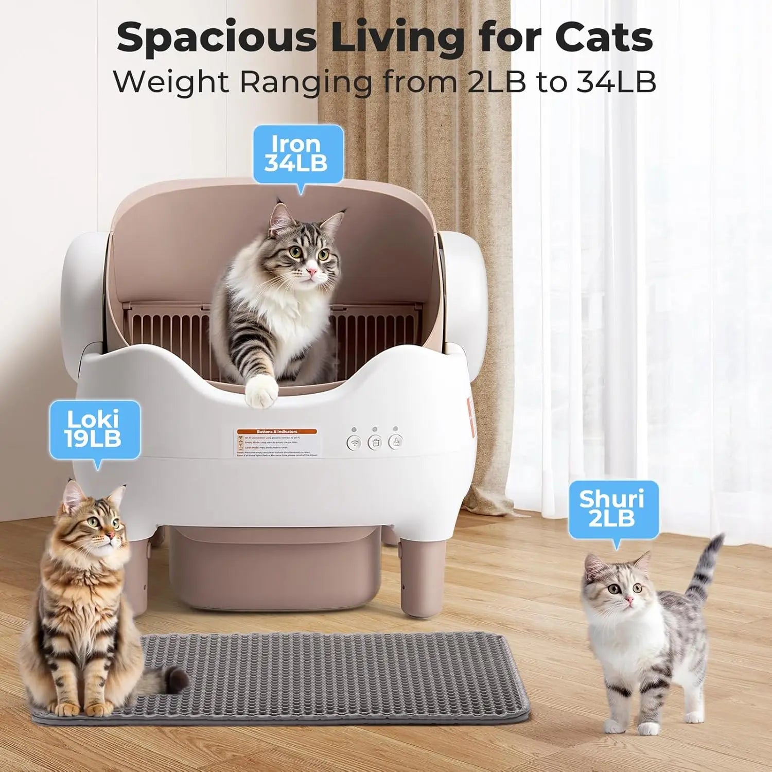 Automatic XL Litter Box, Self Cleaning Cat Litter Box, Smart with Wi-Fi App.