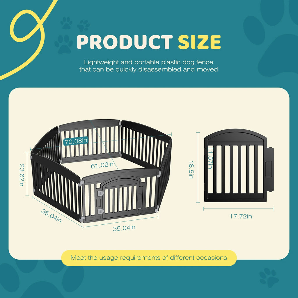 Plastic Dog Playpen 24 IN for Medium Dogs Indoor/Outdoor Folding Portable Puppy Playpen.