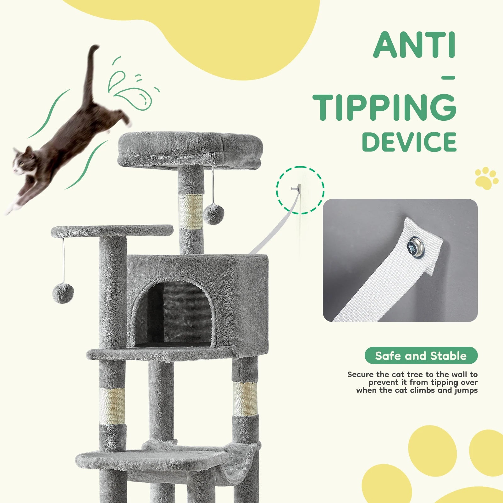 Cat Tree Tower for Pet Furniture, Scratching Posts, and House for Indoor Cats.
