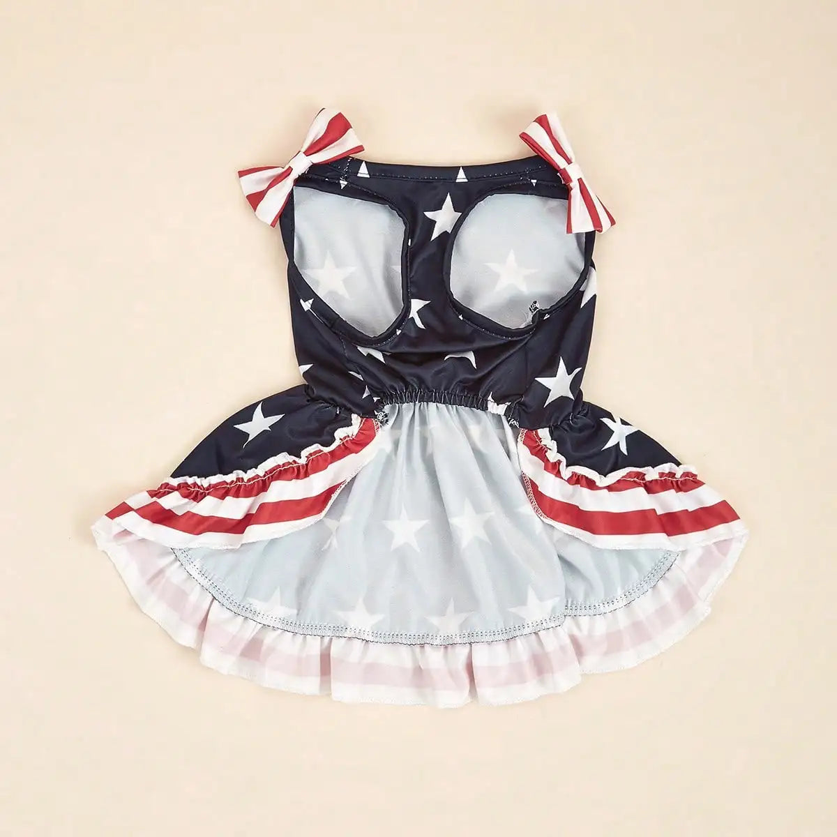 1pc Pet Dog Dress, 4th Of July Themed Striped Star & Double Bow Design, Suitable For Small and Medium Dogs and Cats.