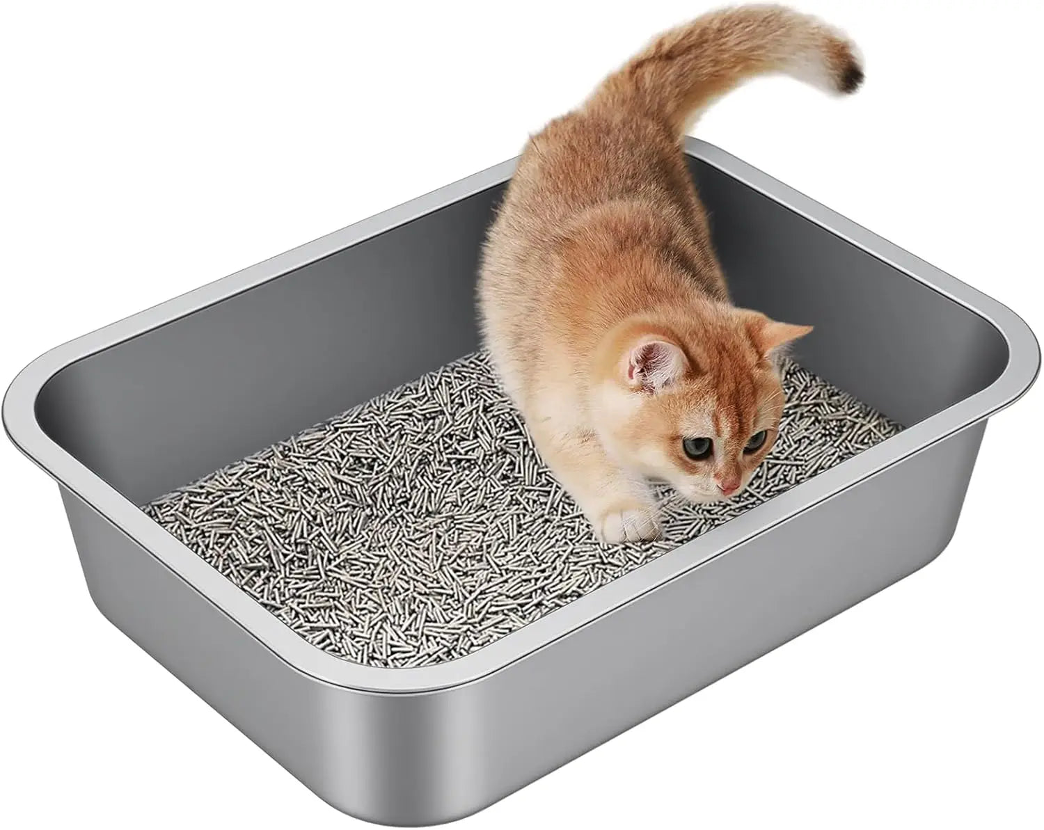 Stainless Steel Litter Box for Small Cats,